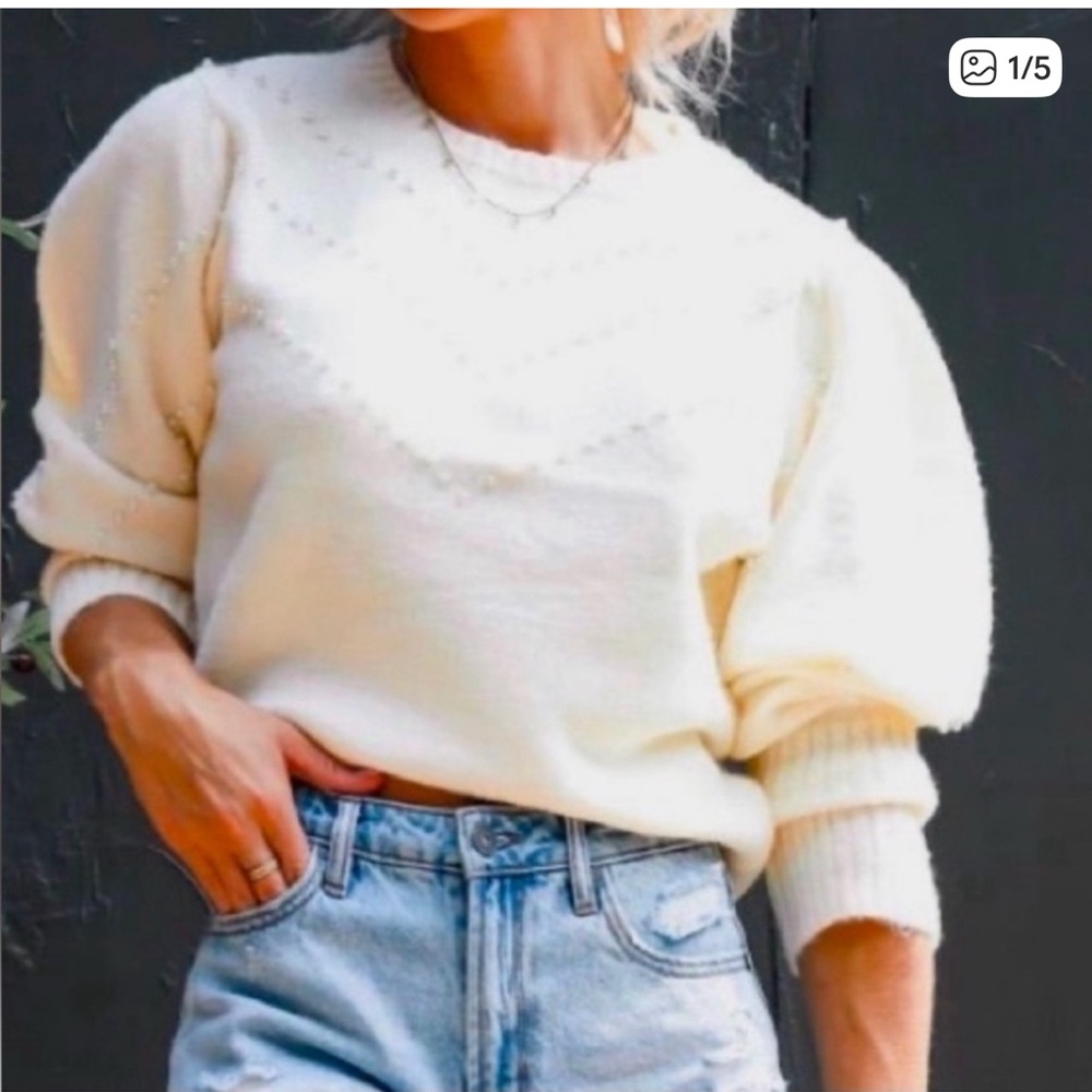 Lumiere Cream Sweater with Subtle Pearl Embellishments